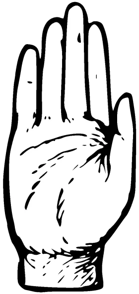 Black and White Monochromatic Open Palm Hand Gesture Clipart Illustration