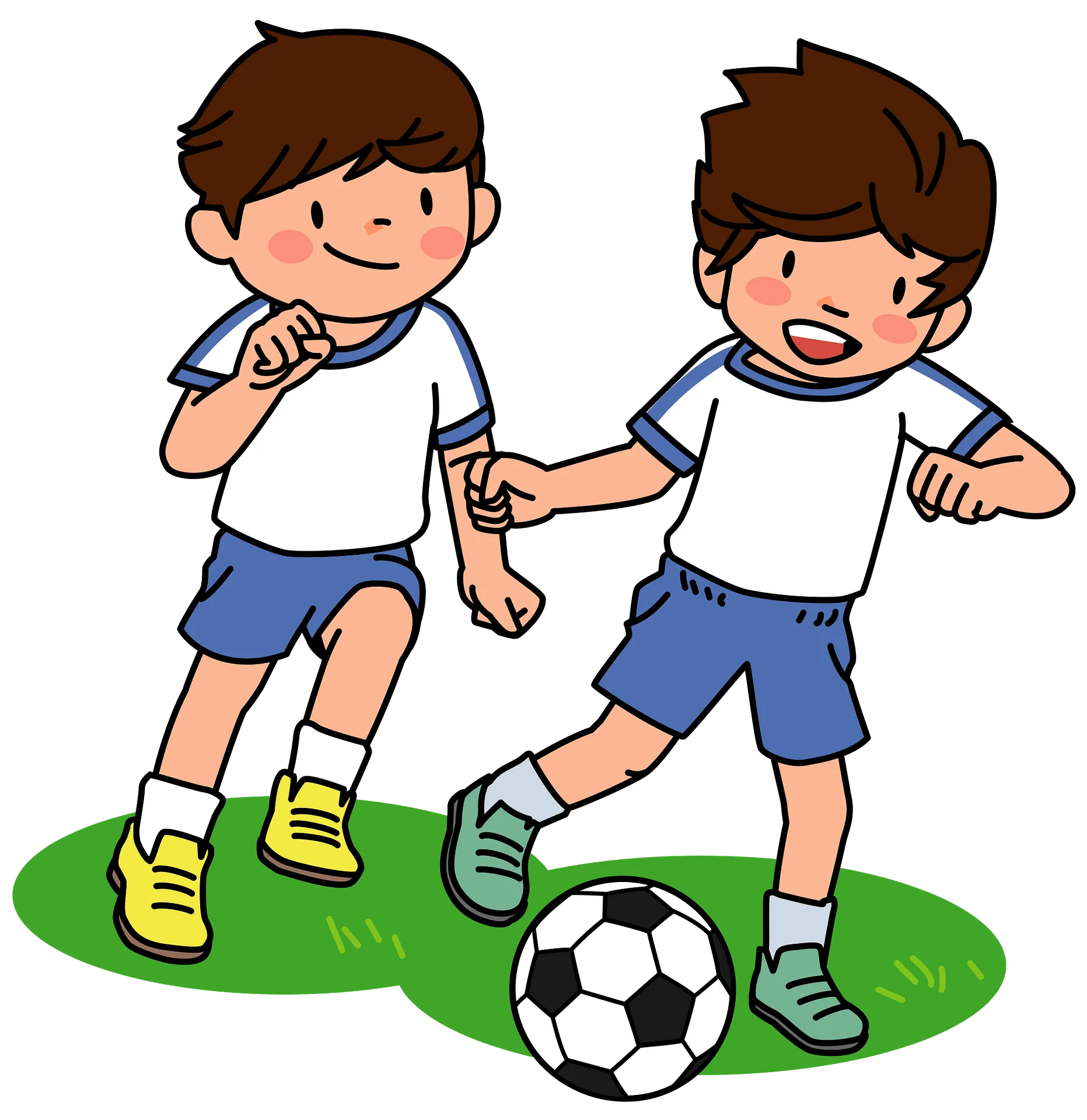 Cheerful Kids Playing Soccer Clipart - Playful Cartoon Soccer Scene