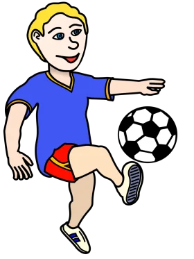 Cheerful Soccer Player Clipart Illustration Kicking Black and White Ball