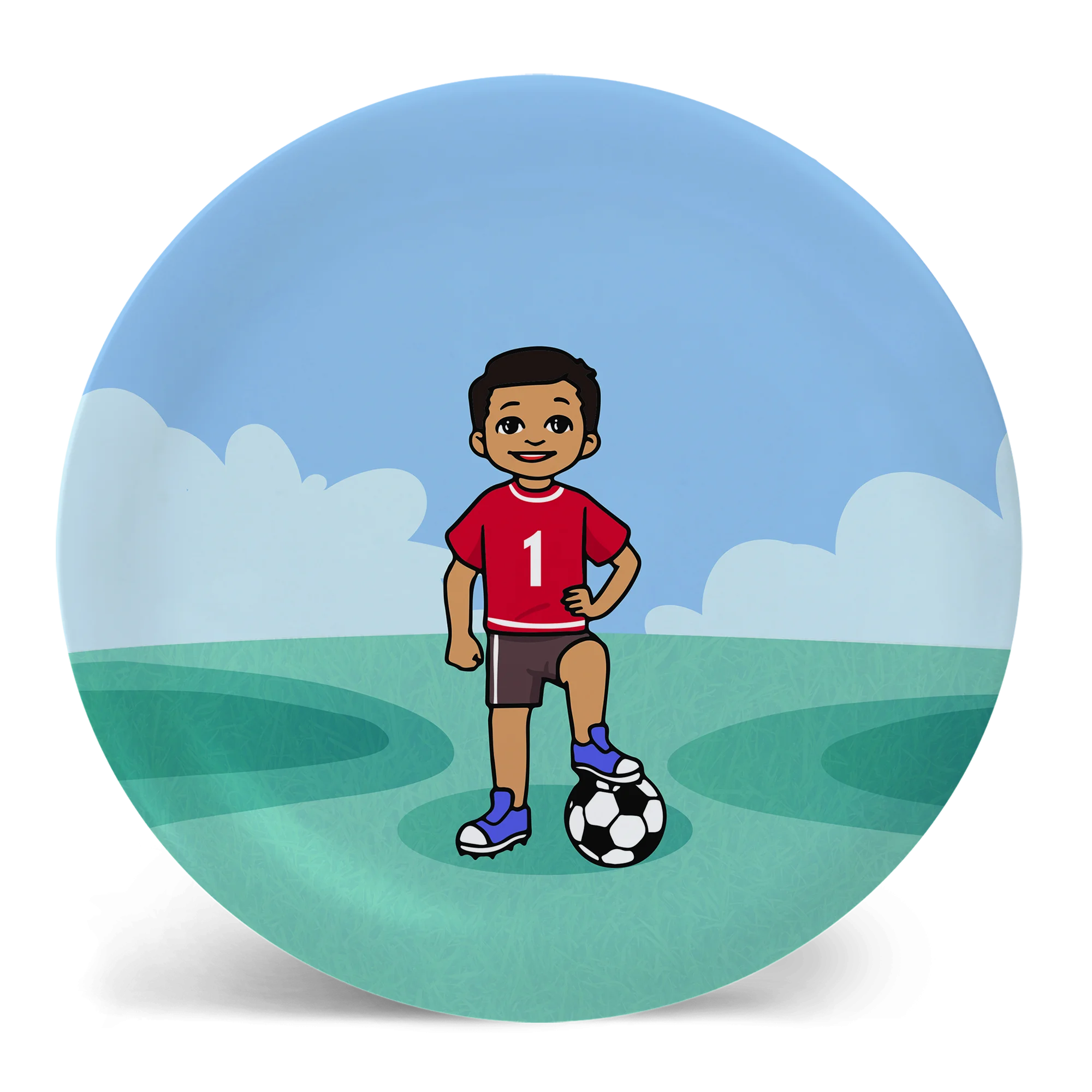 Cheerful Young Soccer Player in Red Jersey Clipart Illustration