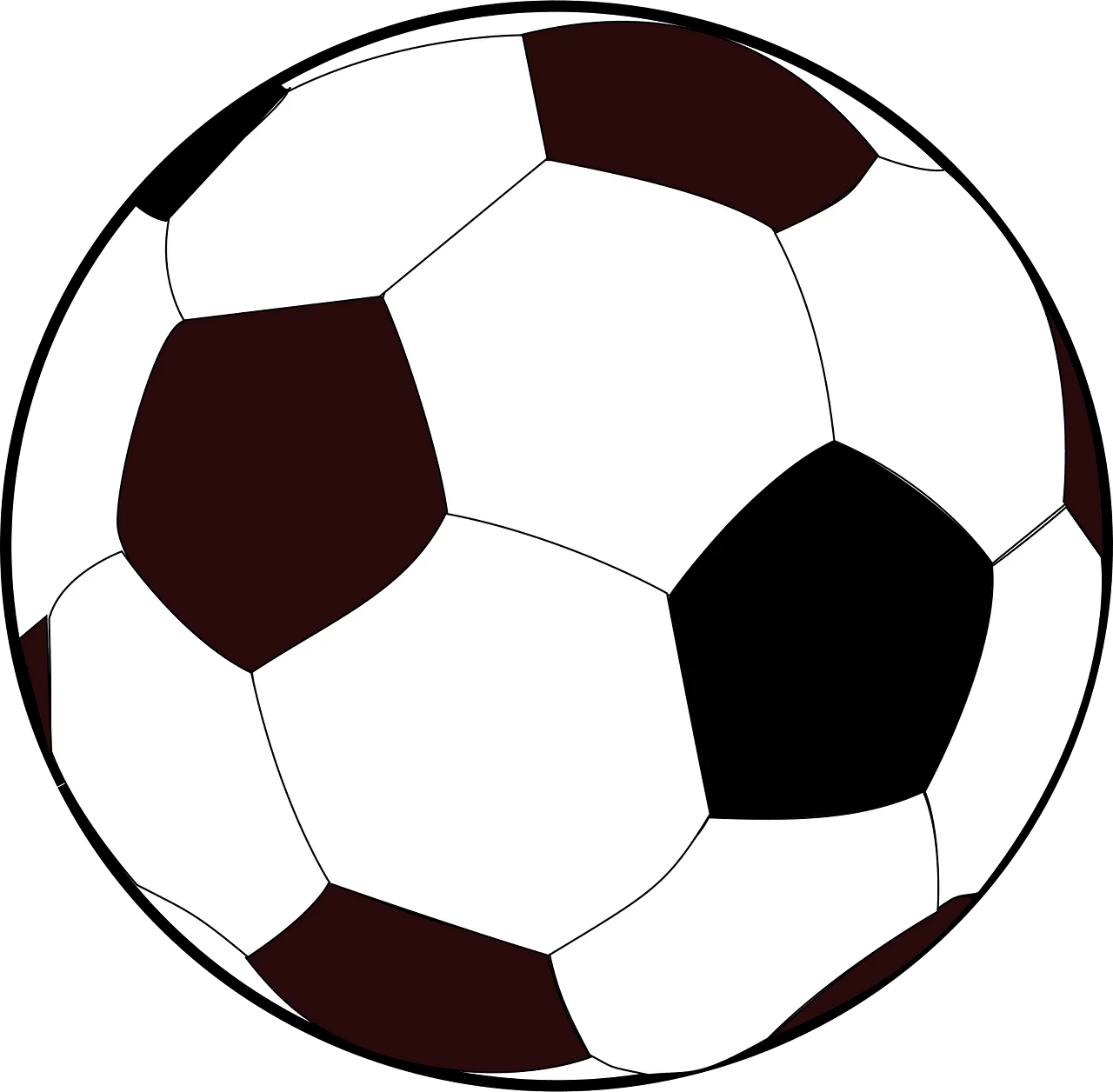 Classic Black and White Soccer Ball Clipart Illustration with Hexagonal Design