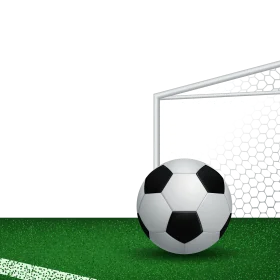 Classic Black and White Soccer Ball Near Goal Post Soccer Clipart Illustration
