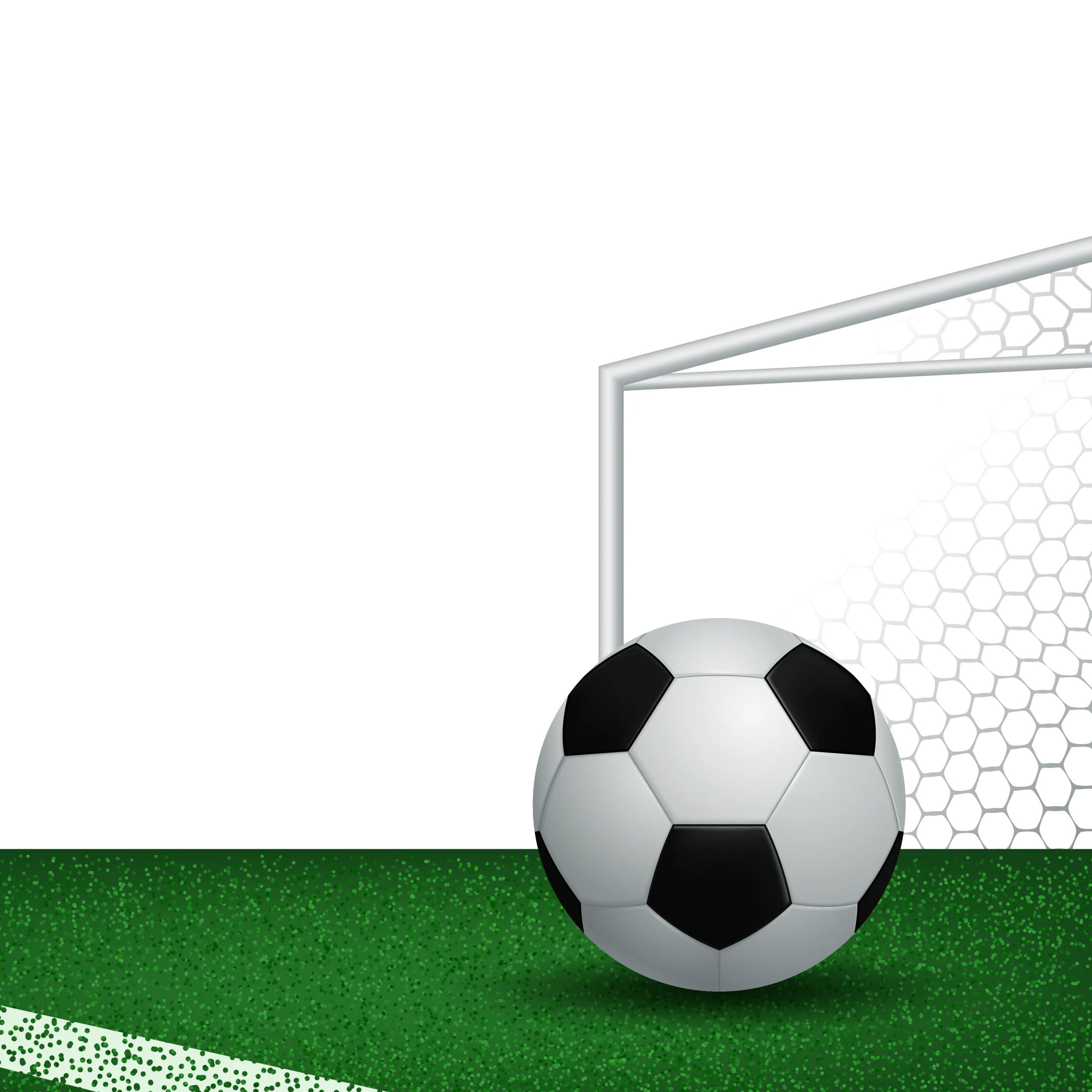 Classic Black and White Soccer Ball Near Goal Post Soccer Clipart Illustration