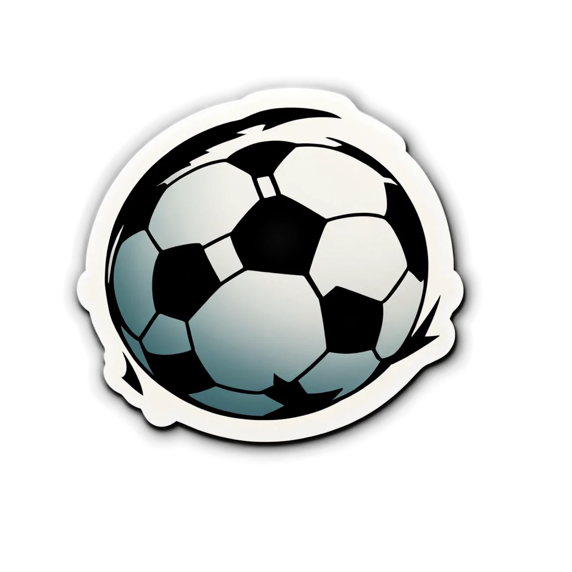 Classic Soccer Ball Clipart Sticker Design with Monochromatic Geometric Patterns