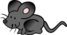 Cute Minimalist Gray Mouse Cartoon Clipart Illustration for Children's Design