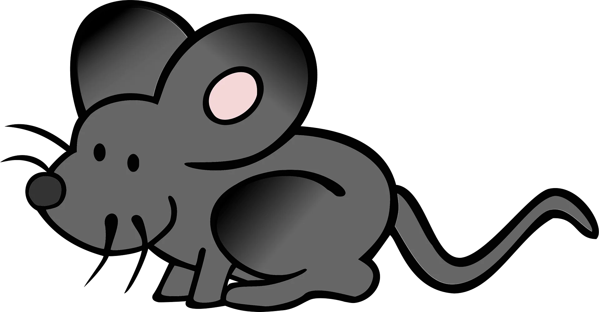 Cute Minimalist Gray Mouse Cartoon Clipart Illustration for Children's Design