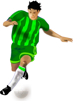 Dynamic Green Soccer Player Clipart Illustration with Energetic Pose