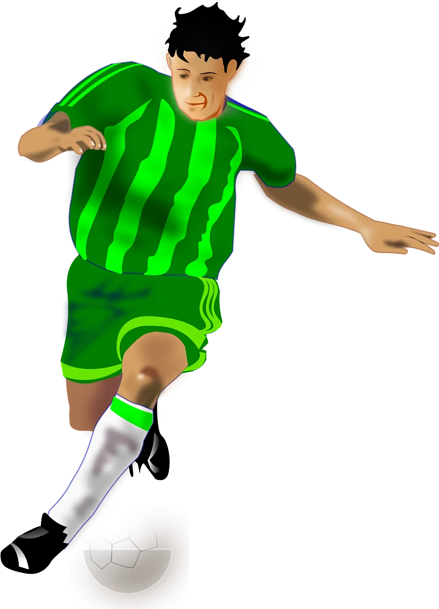 Dynamic Green Soccer Player Clipart Illustration with Energetic Pose