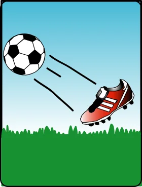 Dynamic Soccer Clipart Illustration of Football in Mid-Action with Striped Shoe