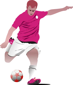 Dynamic Soccer Player in Bold Pink Clipart Illustration in Action Pose