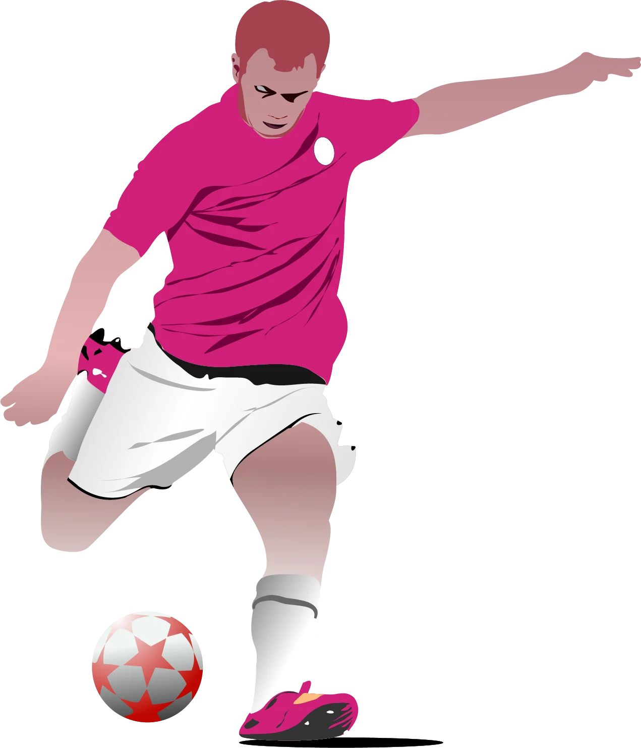 Dynamic Soccer Player in Bold Pink Clipart Illustration in Action Pose