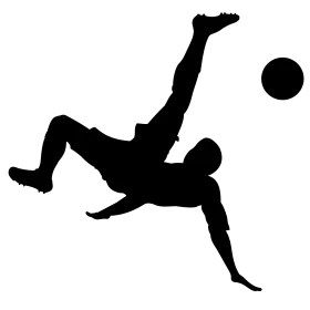 Dynamic Soccer Player Performing Overhead Kick Silhouette Clipart Illustration