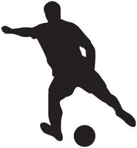 Dynamic Soccer Player Silhouette Clipart - Football Action Pose Graphic Design
