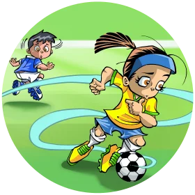 Dynamic Youth Soccer Players in Action - Energetic Kids Sports Clipart Illustration