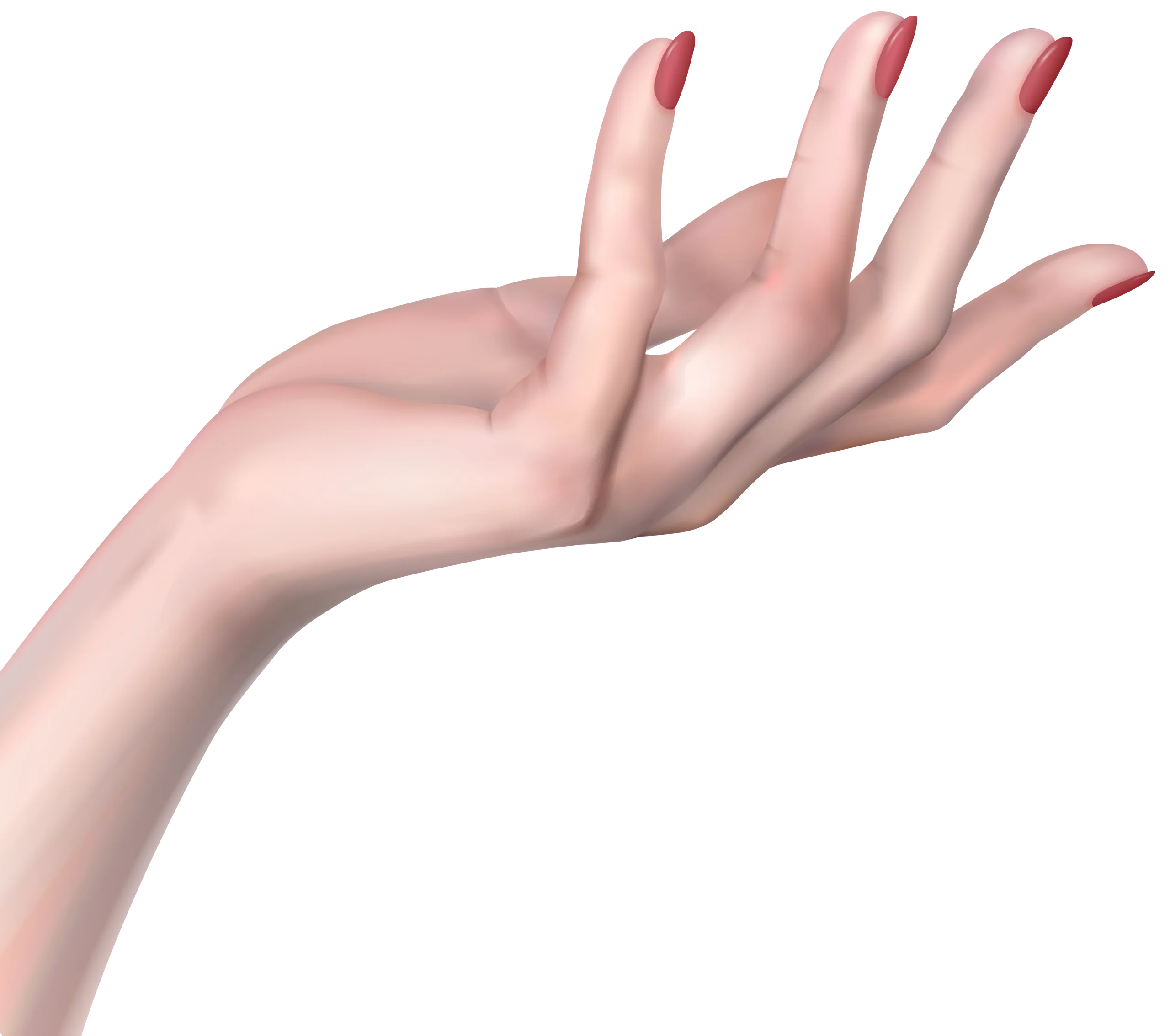 Elegant Feminine Hand Clipart with Delicate Red Manicured Nails