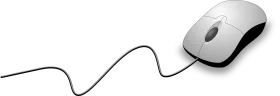Minimalist Computer Mouse Clipart with Sleek Curved Cord Design