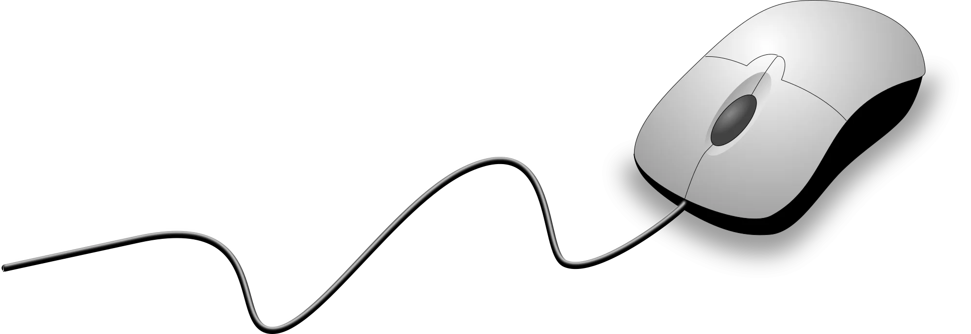 Minimalist Computer Mouse Clipart with Sleek Curved Cord Design