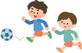Playful Kids Enjoying Soccer Practice with Bouncing Ball Clipart Illustration