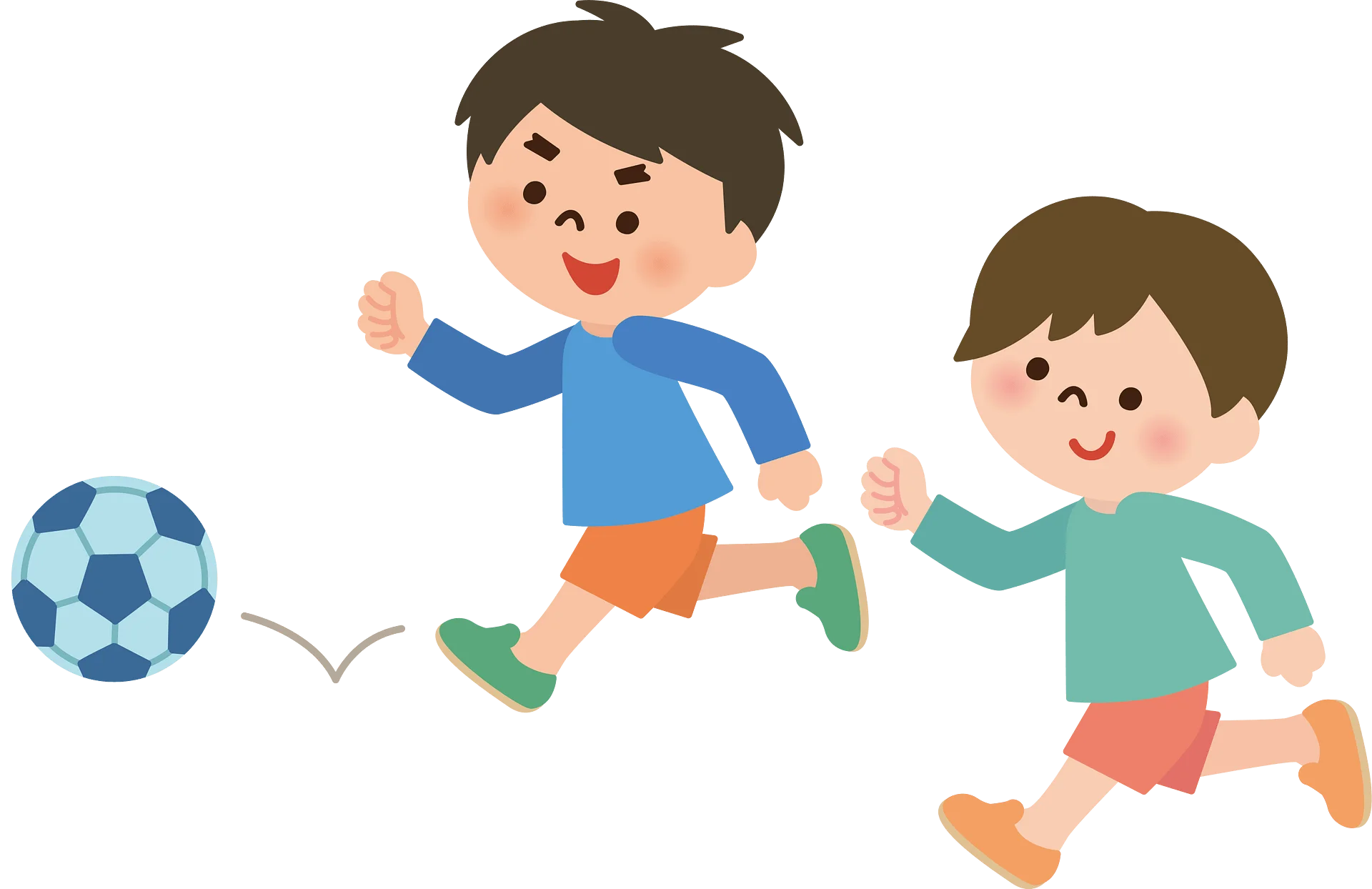 Playful Kids Enjoying Soccer Practice with Bouncing Ball Clipart Illustration