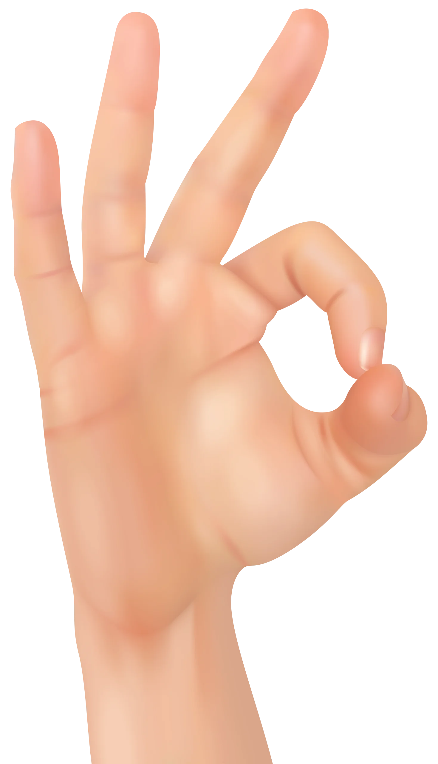 Realistic Skin-Toned Hand Gesture Clipart Showing Classic Okay Symbol
