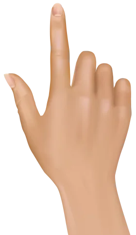 Realistic Skin-Toned Hand Gesture Clipart with Pointing Finger on Clean Background