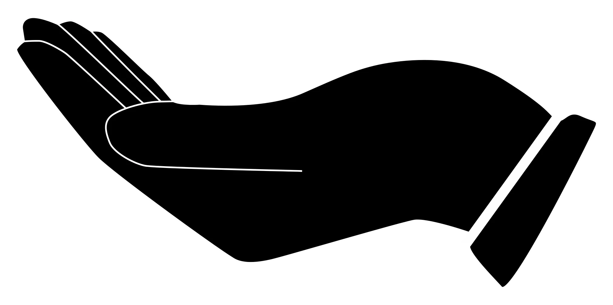 Simple Elegant Open Palm Hand Gesture Black and White Clipart Illustration