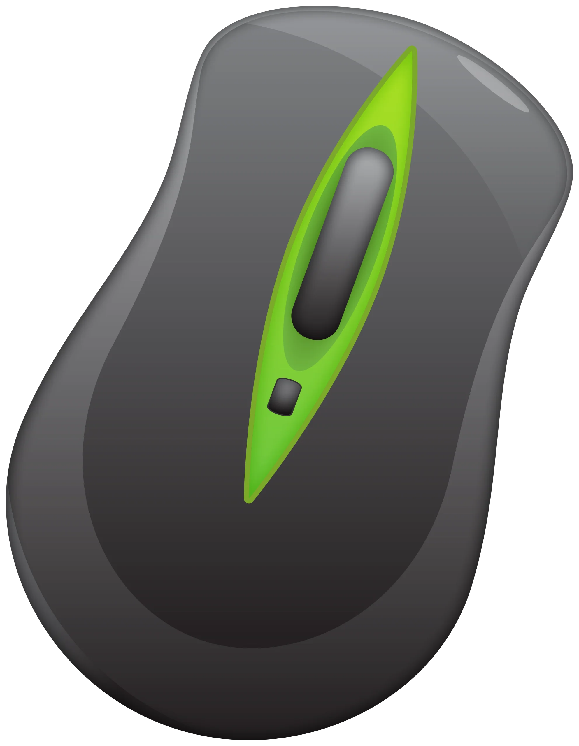 Sleek Ergonomic Computer Mouse Clipart with Modern Green Accent Design