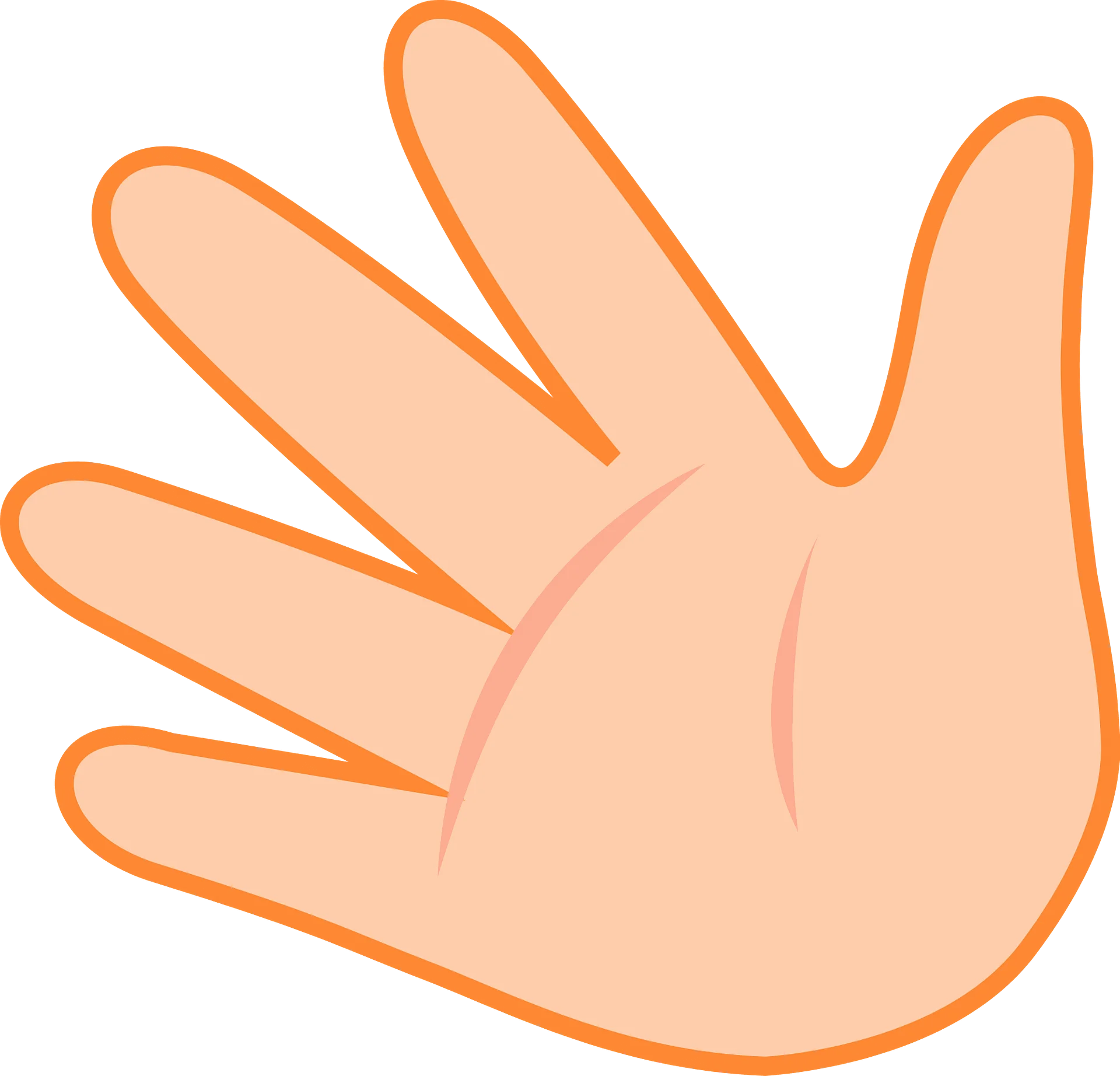 Stylized Peach-Toned Open Palm Hand Gesture Clipart Illustration