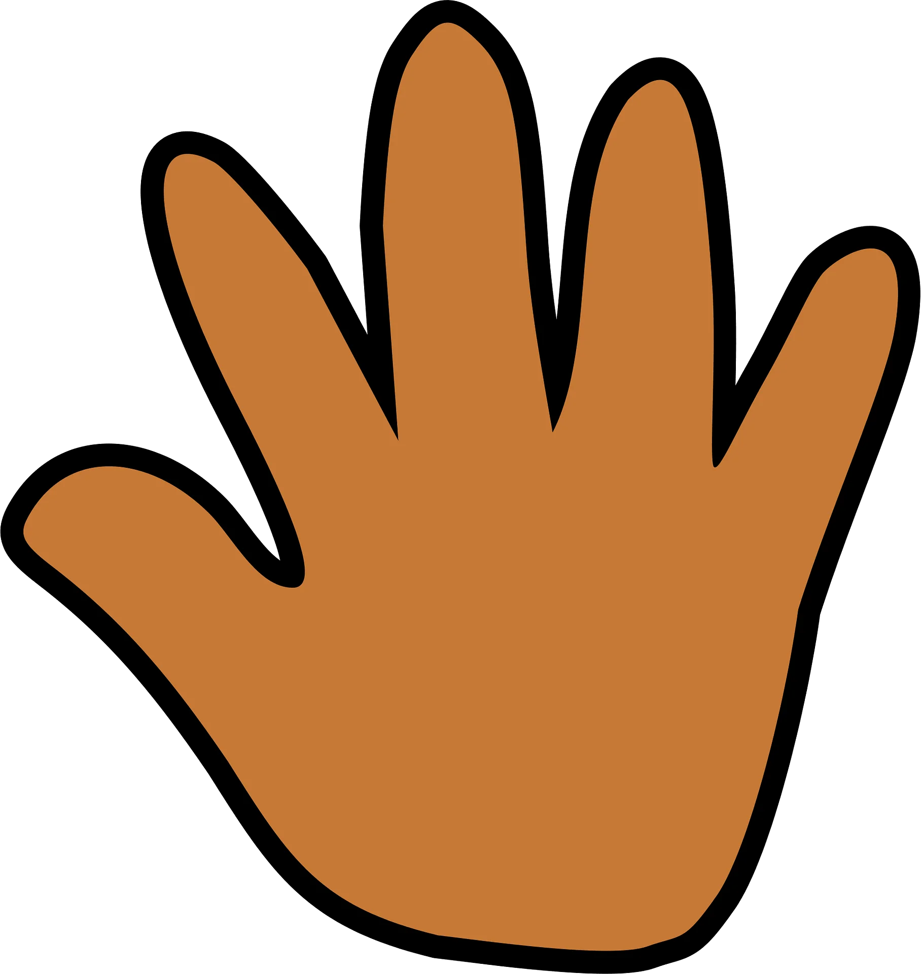 Warm Terracotta Hand Silhouette Clipart: A Simple Stylized Gesture