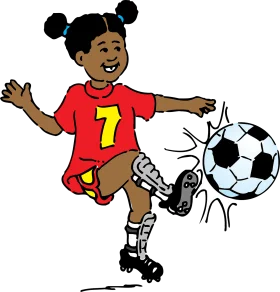 Young Soccer Player Enthusiastically Kicking Ball - Dynamic Sports Clipart Design