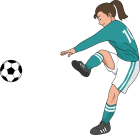 Young Soccer Player in Action: Dynamic Cartoon Clipart Illustration of Kicking Technique