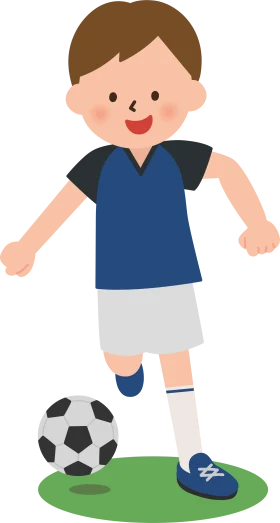 Young Soccer Player in Blue Jersey Ready to Kick Cartoon Clipart Illustration