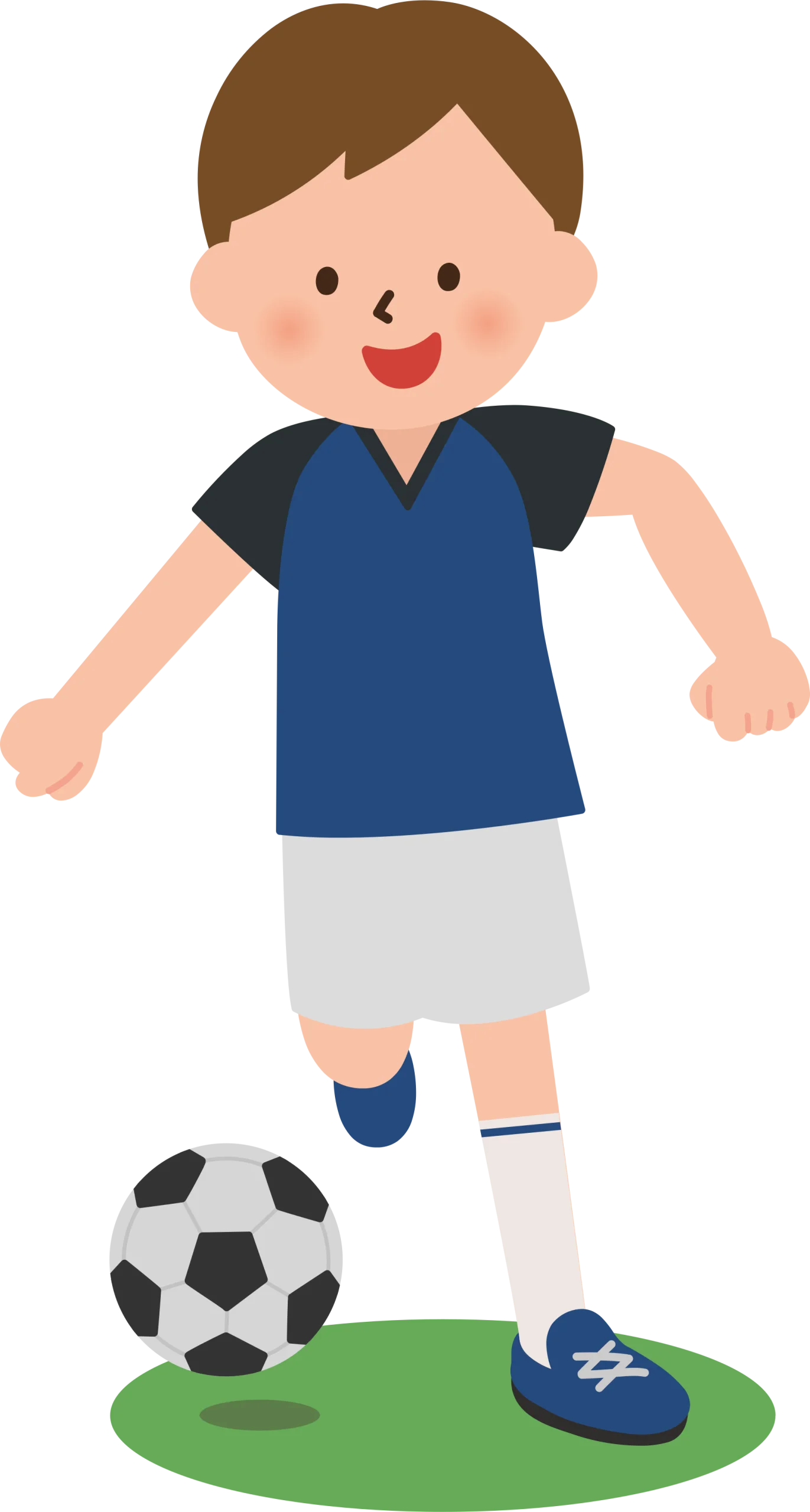 Young Soccer Player in Blue Jersey Ready to Kick Cartoon Clipart Illustration