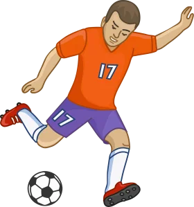 Youth Soccer Player Clipart Illustration in Dynamic Kicking Pose