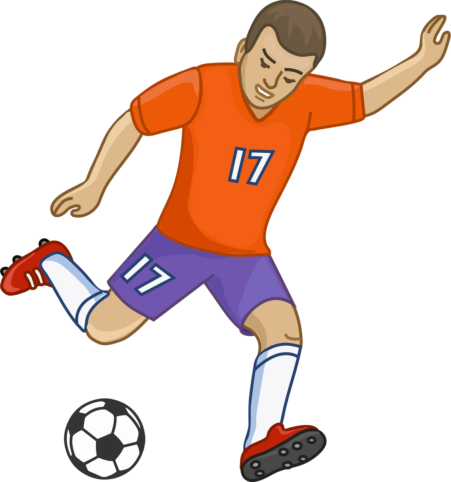 Youth Soccer Player Clipart Illustration in Dynamic Kicking Pose