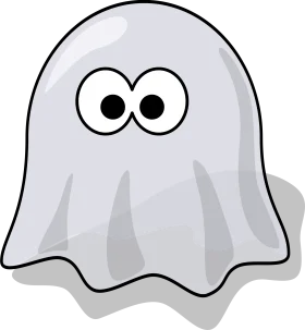 Adorable Cartoon Ghost Clipart with Playful Googly Eyes and Soft Shades