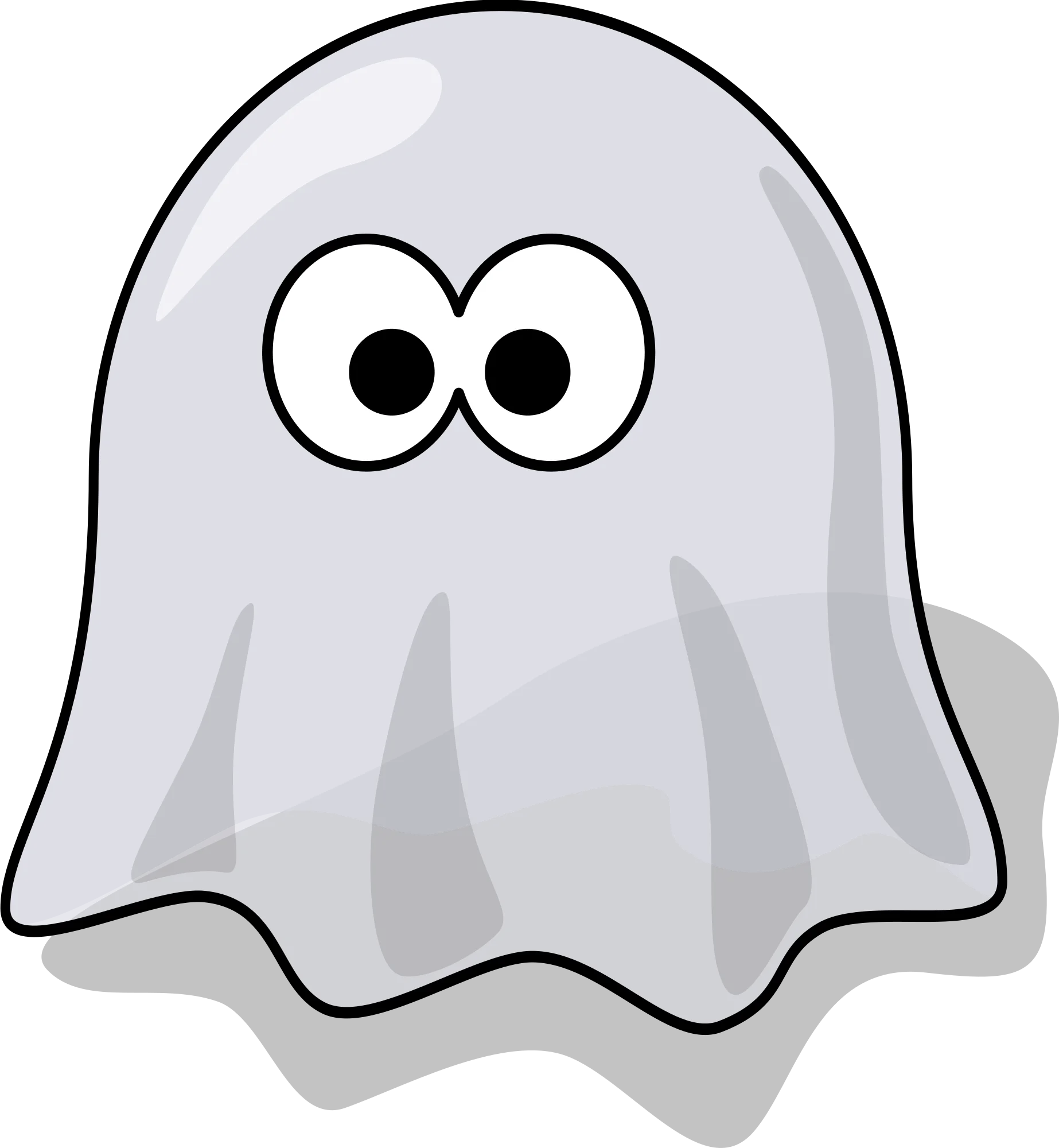 Adorable Cartoon Ghost Clipart with Playful Googly Eyes and Soft Shades