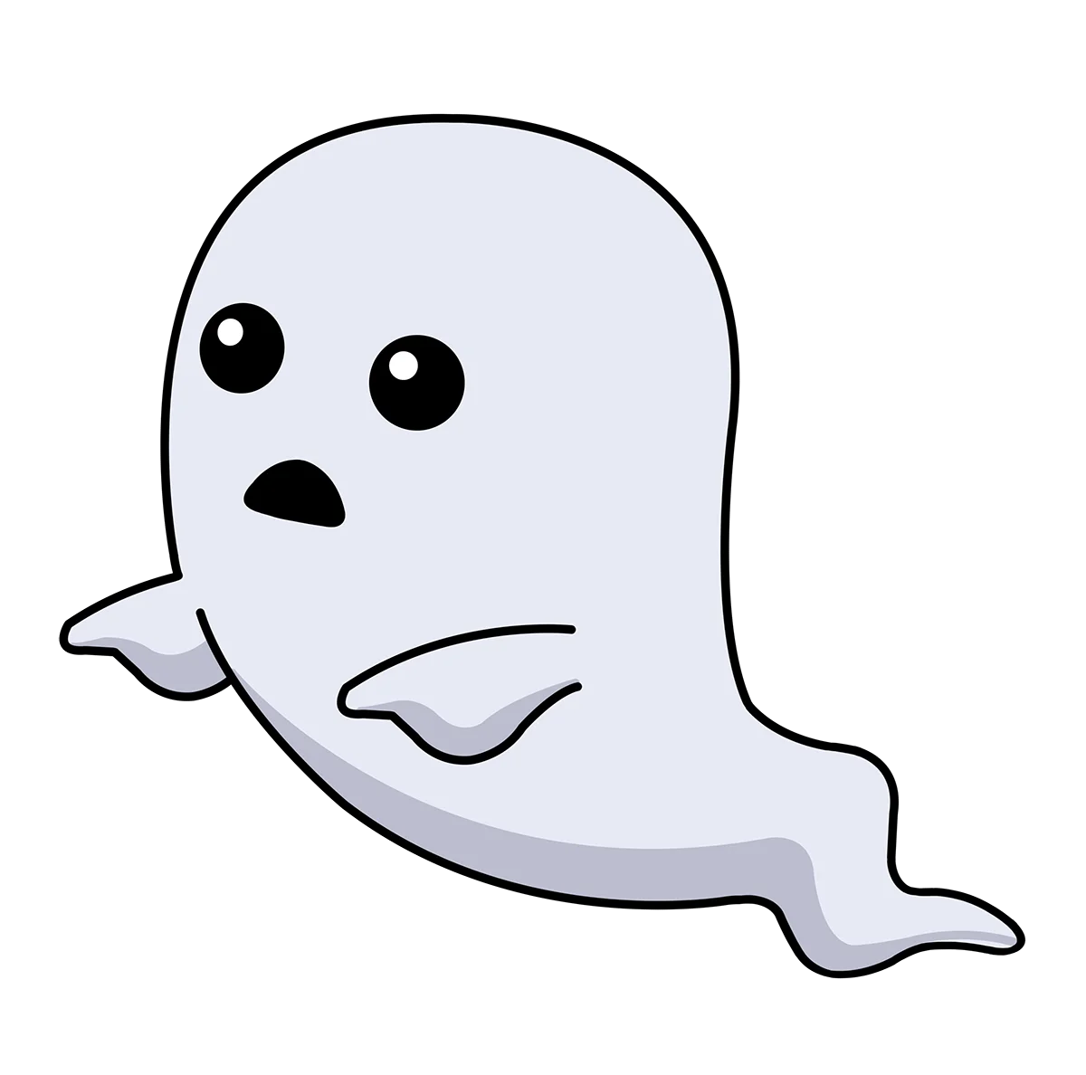 Adorable Kawaii Ghost Clipart: Cute Cartoon Spectral Character with Playful Expression