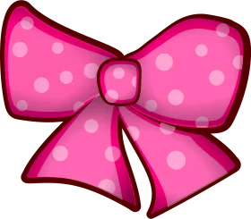 Adorable Pink Polka Dot Bow Clipart with Charming Cartoon Style Design