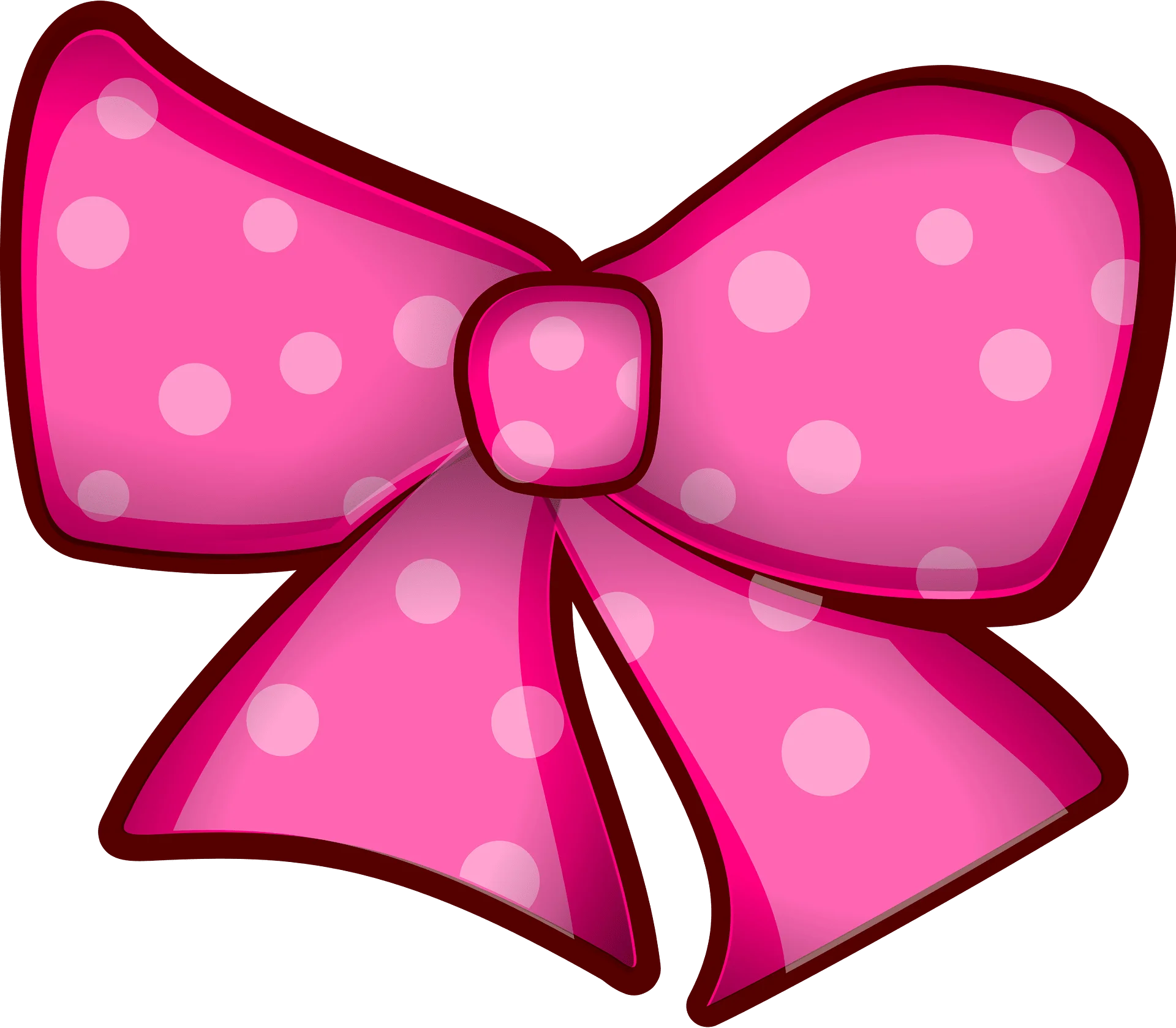 Adorable Pink Polka Dot Bow Clipart with Charming Cartoon Style Design