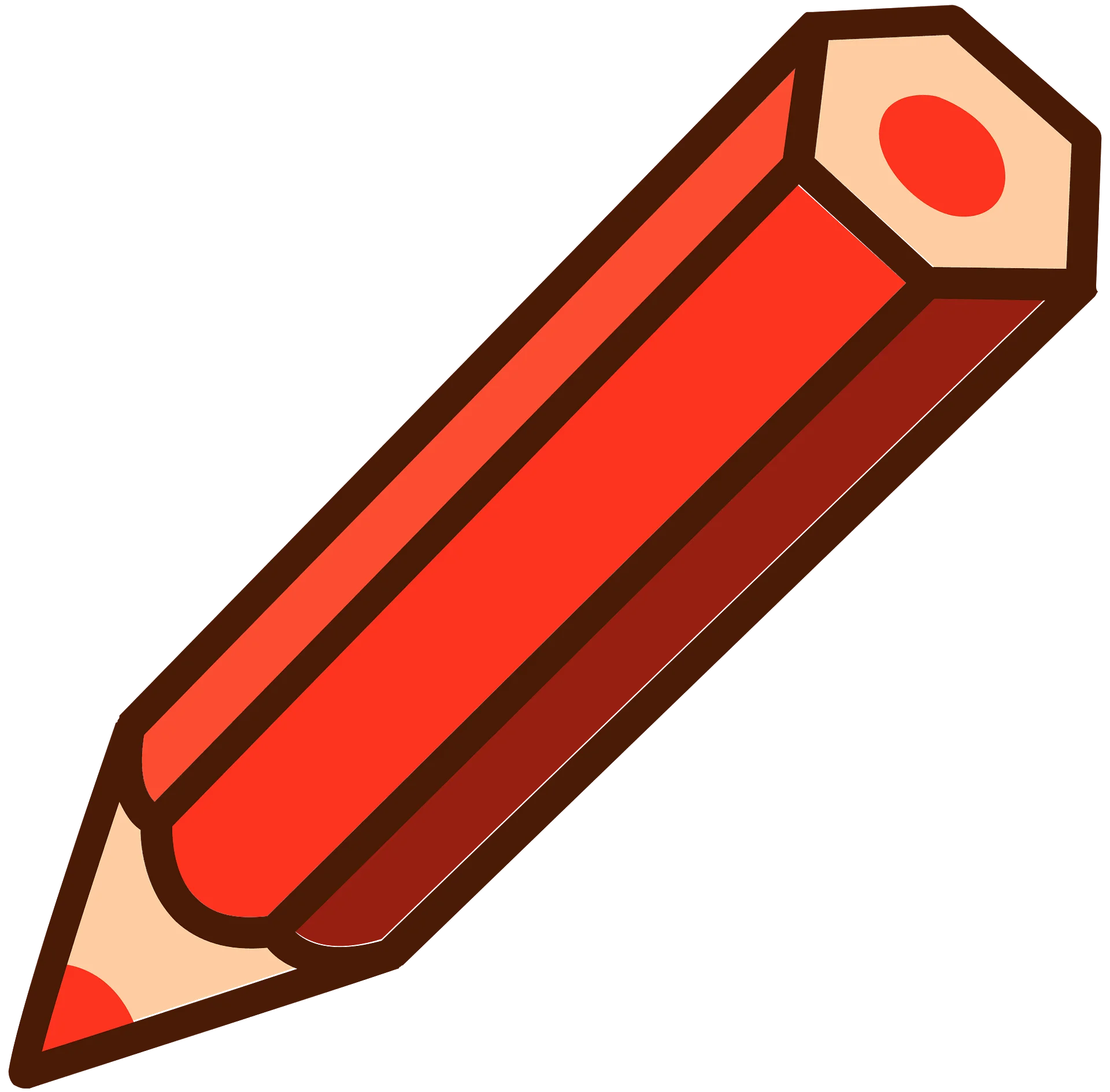 Bold Red Geometric Pencil Clipart Illustration for Creative Design Projects