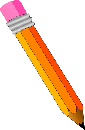 Cheerful Yellow and Orange Classic Pencil Clipart with Pink Eraser