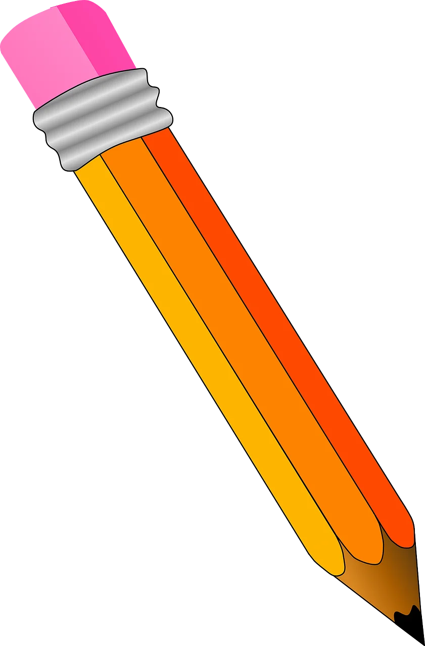 Cheerful Yellow and Orange Classic Pencil Clipart with Pink Eraser