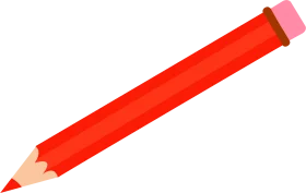 Classic Bright Red School Pencil Clipart Design with Pink Eraser Tip