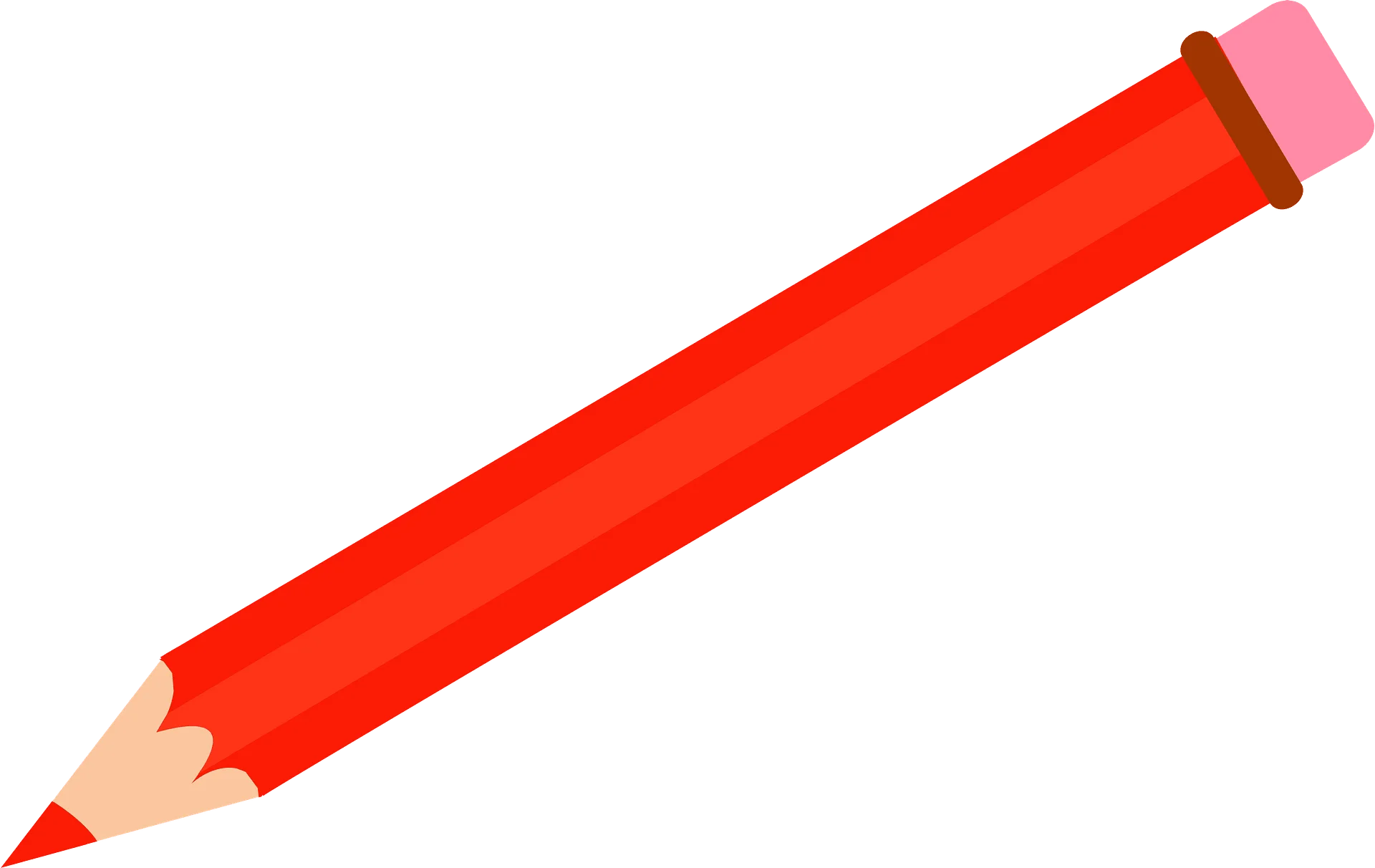 Classic Bright Red School Pencil Clipart Design with Pink Eraser Tip