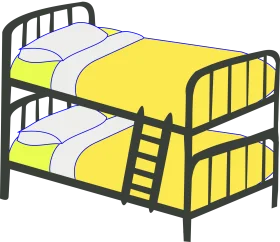 Classic Bunk Bed Clipart Illustration with Ladder and Metal Frame Design