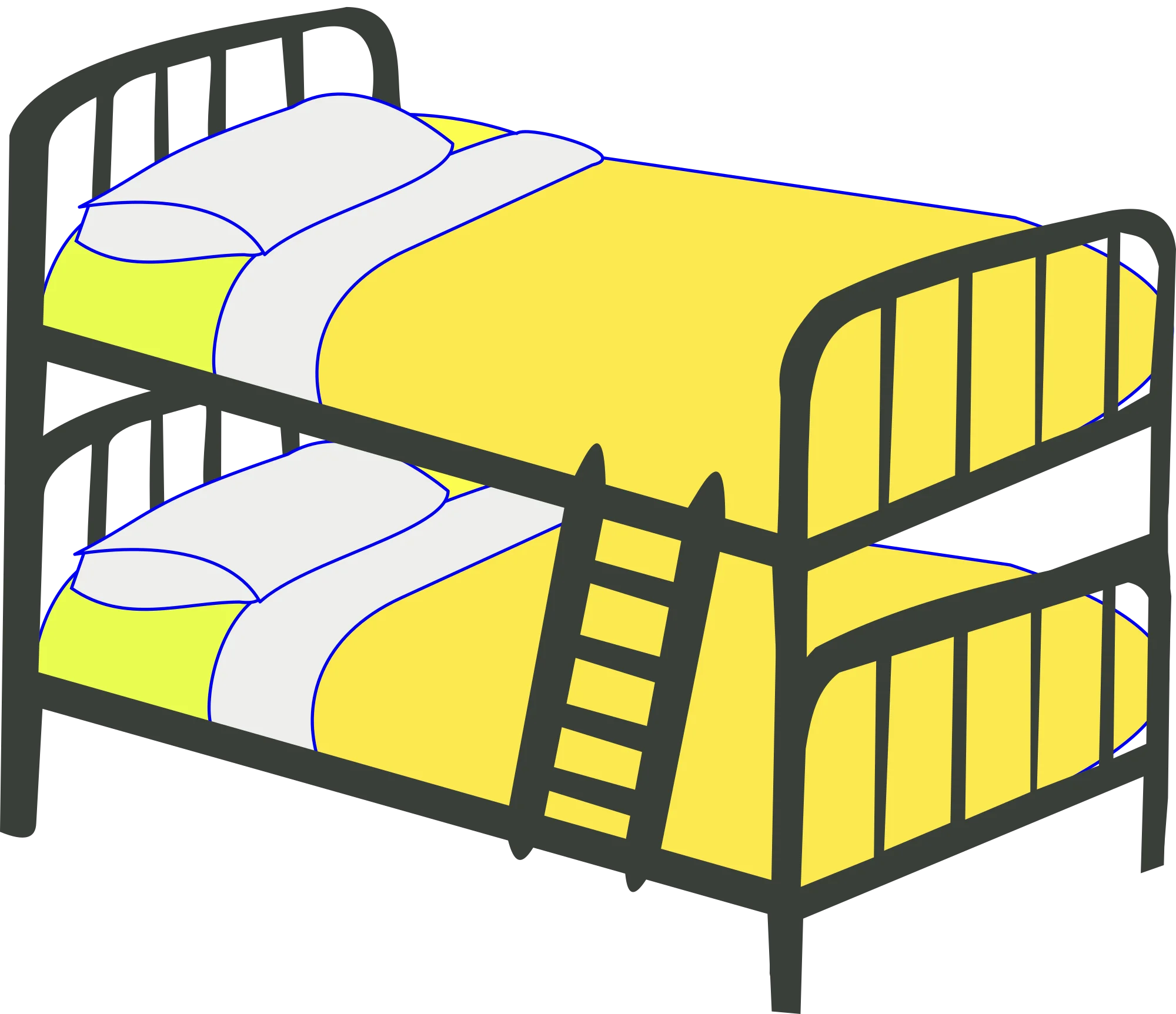 Classic Bunk Bed Clipart Illustration with Ladder and Metal Frame Design