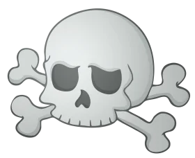 Classic Gray and White Pirate Skull and Crossbones Clipart Design