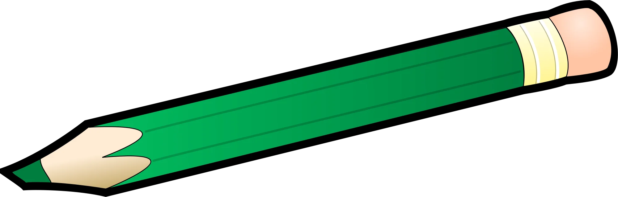 Classic Green Wooden Pencil Clipart Illustration for Creative Design