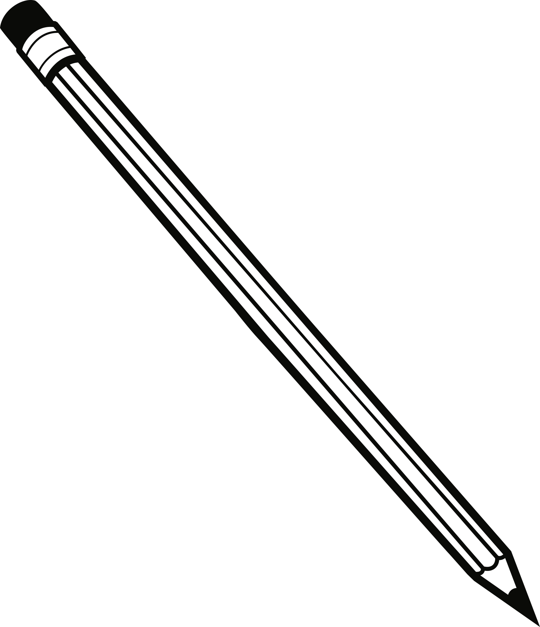 Classic Sharp Wooden Pencil Clipart with Detailed Line Rendering for Digital Design